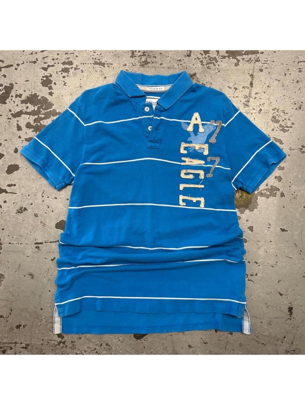 Beautiful Y2K American Eagle Outfitters Blue Polo Shirt